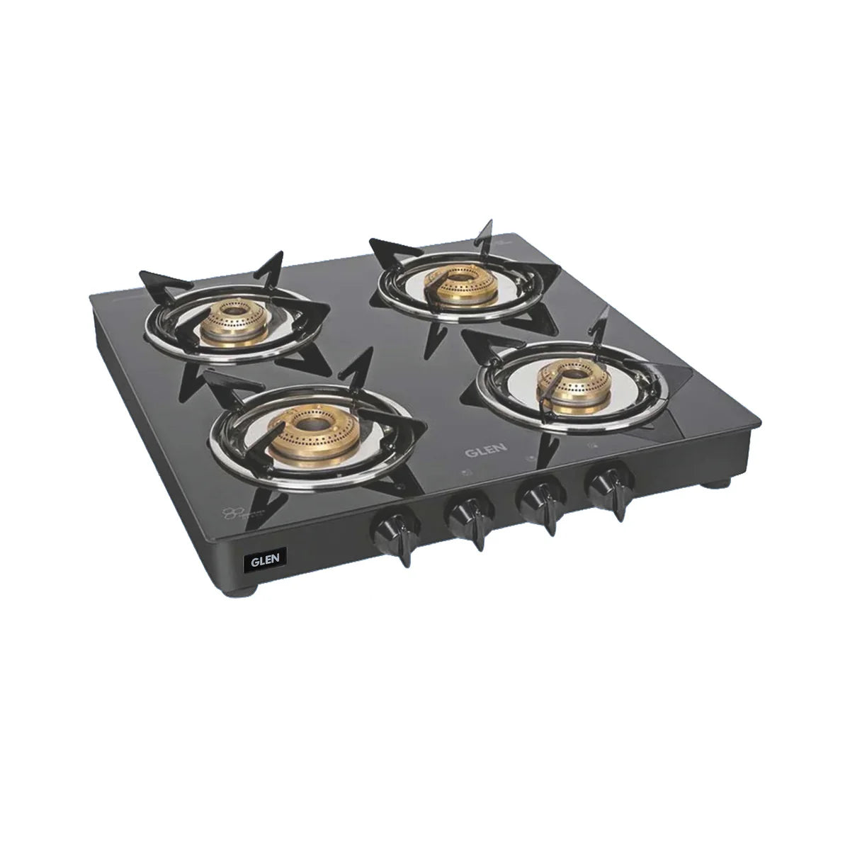 Glen Glass Top LPG Stove 1040 XL Junior Brass Burner - Black : 4 Burner