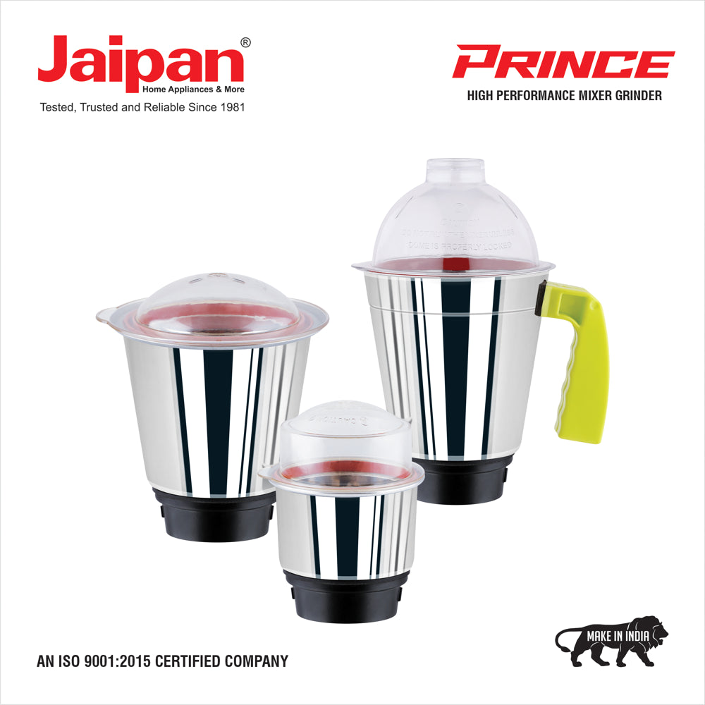 Jaipan Prince Mixer & Grinder - 850 W (Green) 3 Jars : 1 Unit