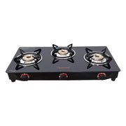 Butterfly Wave Stainless Steel Glass Top Gas Stove : 3 Burners