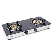 Glen Glass Top LPG Gas Stove 1022 XL Brass Burner - Black : 2 Burner