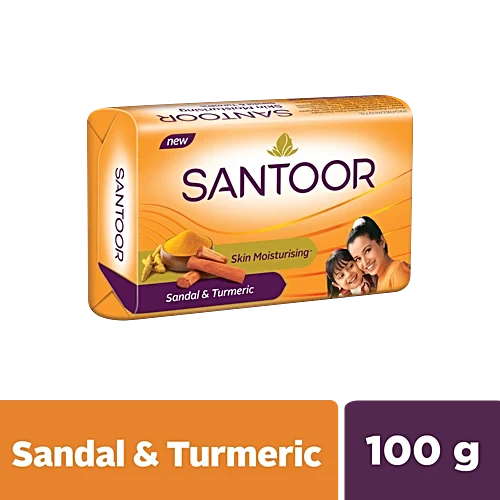 Santoor Skin Moisturidsing Sandal & Turmeric Bathing Soap, 100 g