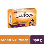 Santoor Skin Moisturizing Sandal & Turmeric Bathing Soap, 150 g
