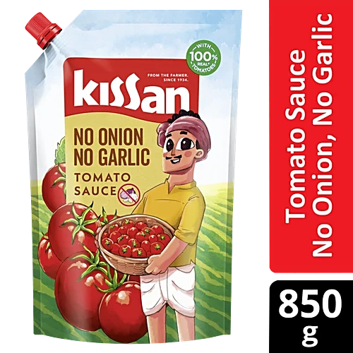 Kissan No-Onion No-Garlic Tomato Sauce, 415 g Pouch