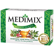 Medimix Ayurvedic Ayurvedic Bathing Soap with 18 Herbs, Effective for Skin Problems, Handmade, 125 g Carton