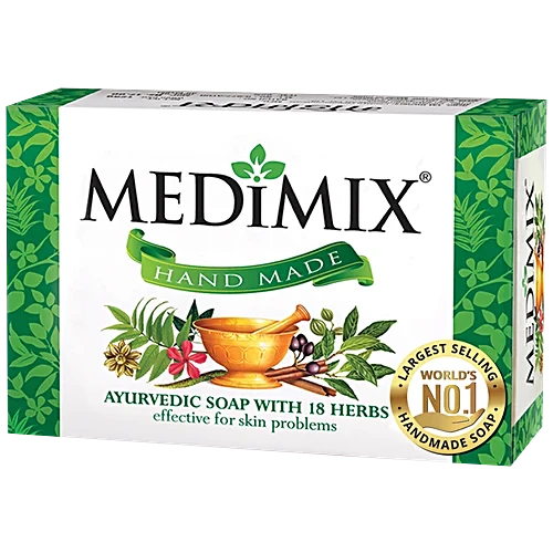 Medimix Ayurvedic Ayurvedic Bathing Soap with 18 Herbs, Effective for Skin Problems, Handmade, 125 g Carton