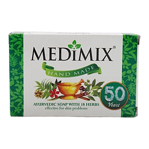 Medimix Ayurvedic Ayurvedic Bathing Soap with 18 Herbs, Effective for Skin Problems, Handmade, 75 g Carton