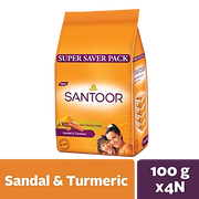 Santoor Sandal & Turmeric Bathing Soap, 100 g (Pack of 4)