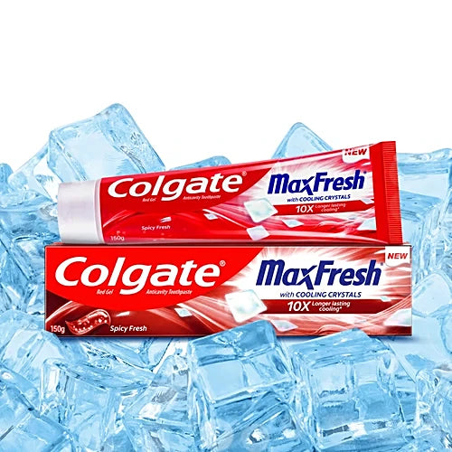Colgate MaxFresh Toothpaste, Red Gel Paste with Menthol for Super Fresh Breath, 150g (Spicy Fresh), 150 g