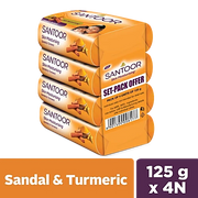 Santoor Sandal & Turmeric Bathing Soap, 125 g (Pack of 4)