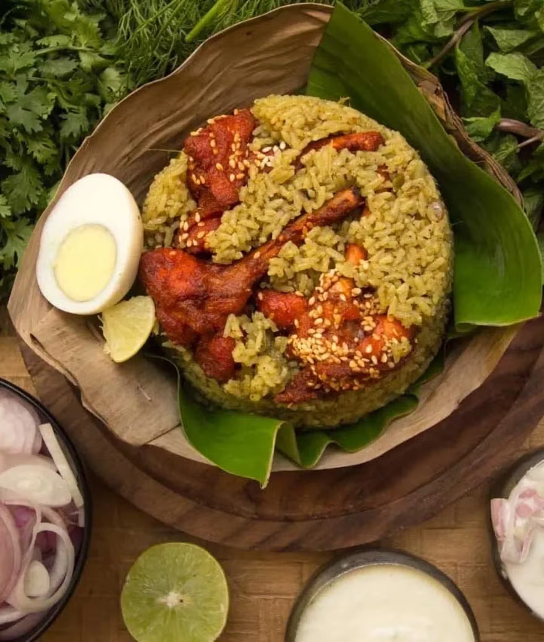 Mutton Donne Biryani With Kebab