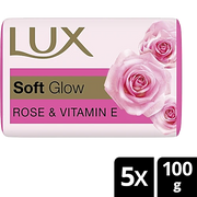 Lux Rose & Vitamin E Soap Bar, For Soft Glowing Skin with 7 Beauty Ingredients, 100 g (Pack of 4)