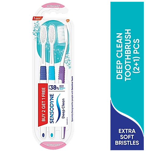 Sensodyne Deep Clean Toothbrush - With Extra Soft & Microfine Bristles, 3 pcs