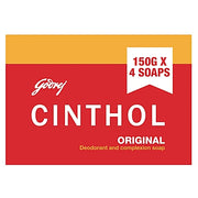 Cinthol Original Deodorant & Complexion Soap, 99.9% Germ Protection, 150 g (Pack of 4)