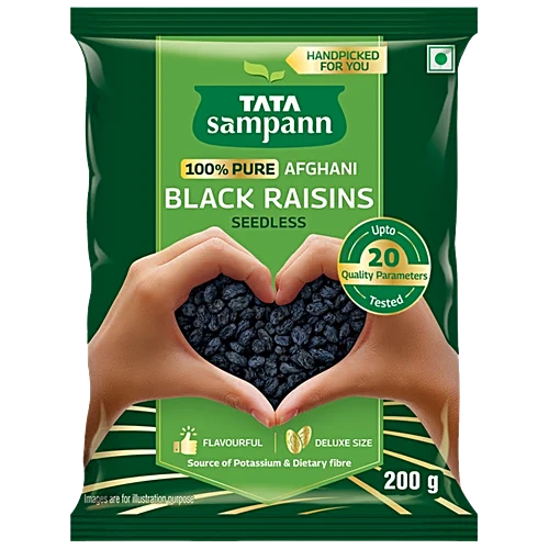 Tata Sampann Afghani Black Raisins/Kali Kishmish - Seedless, 200 g