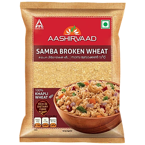 Aashirvaad Samba Broken Rava - Made From 100% Khapli Wheat, Rich In dietary fibre, 1 kg