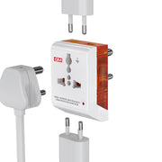 GM 3 Pin Travel Universal Multi Plug Adapter - White : 1 Unit