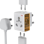 GM 16 AMP 3 Pin Multi Plug Adapter - White : 1 Unit