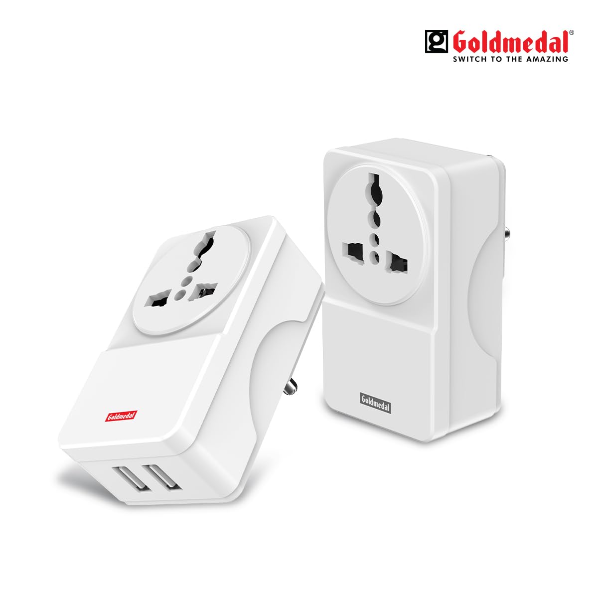 Goldmedal Wall-e Travel Adaptor with Mobile Stand - White : 1 Unit