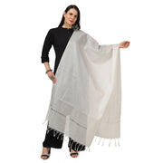 Generic Women's Chanderi Solid Dupatta (White, Length:Â 2.25 to 2.50 Mtr)