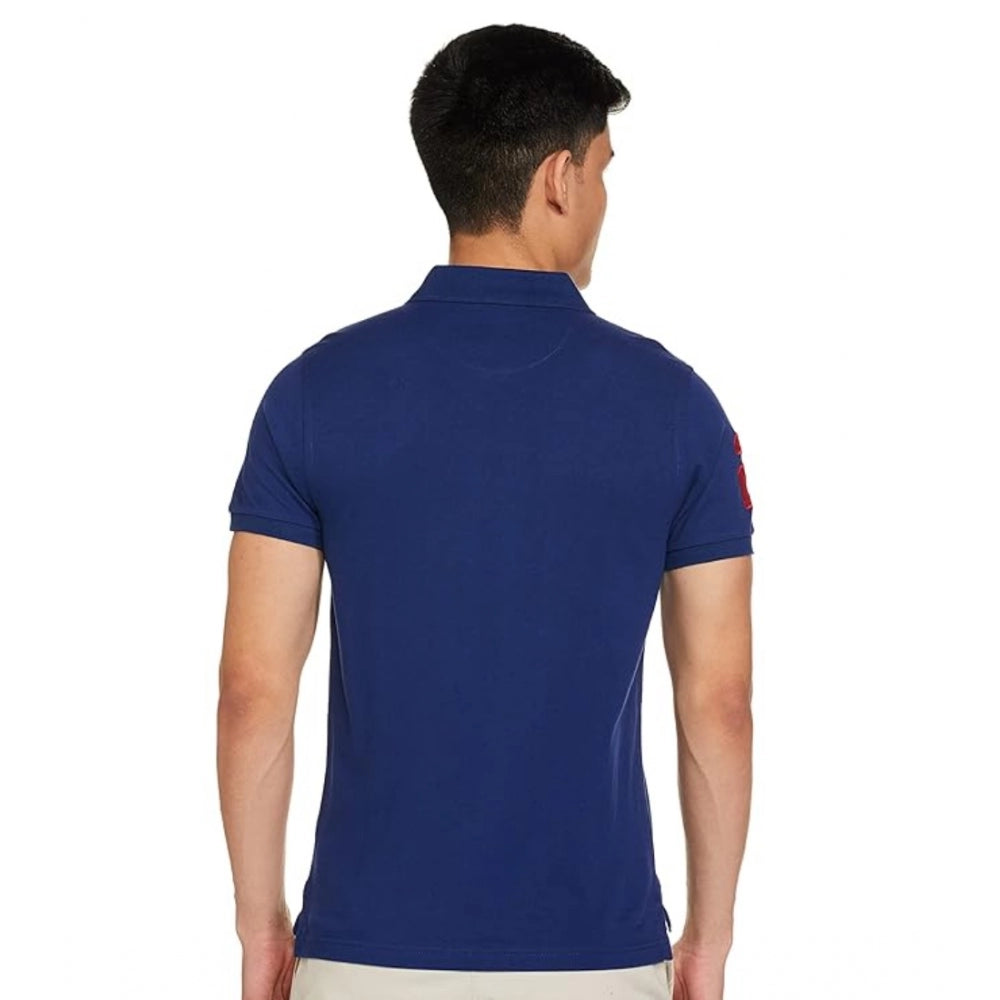Generic Men'sÂ Casual Half sleeve SolidÂ Cotton Polo Neck T-shirt (Dark Blue)