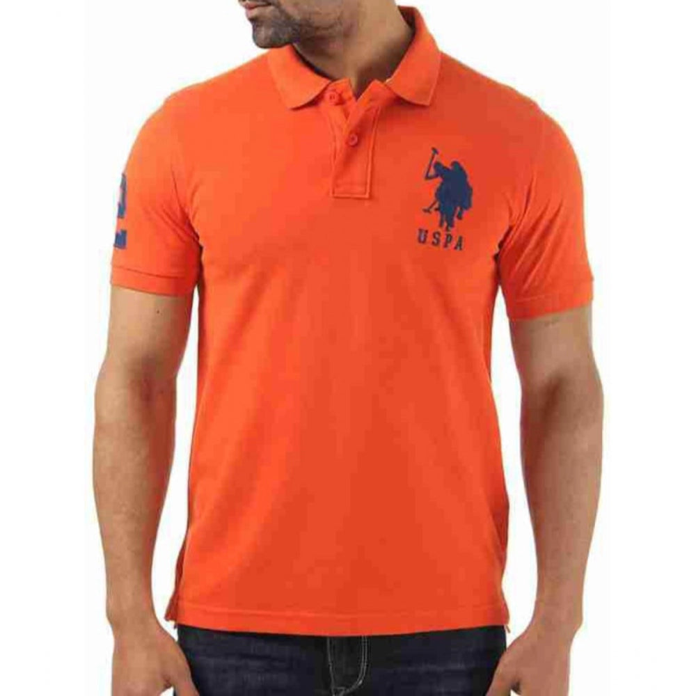 Generic Men'sÂ Casual Half sleeve SolidÂ Cotton Polo Neck T-shirt (Orange)