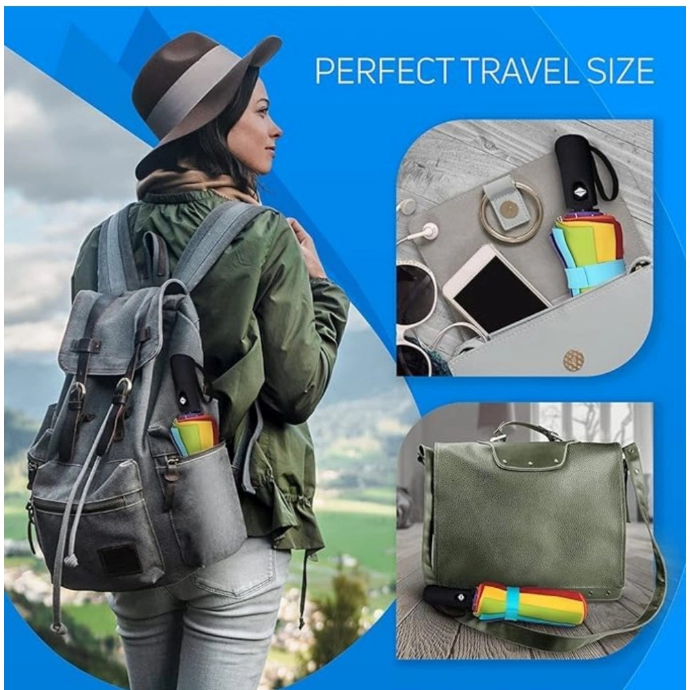 Metal Portable Auto Travel Umbrella (Rainbow)