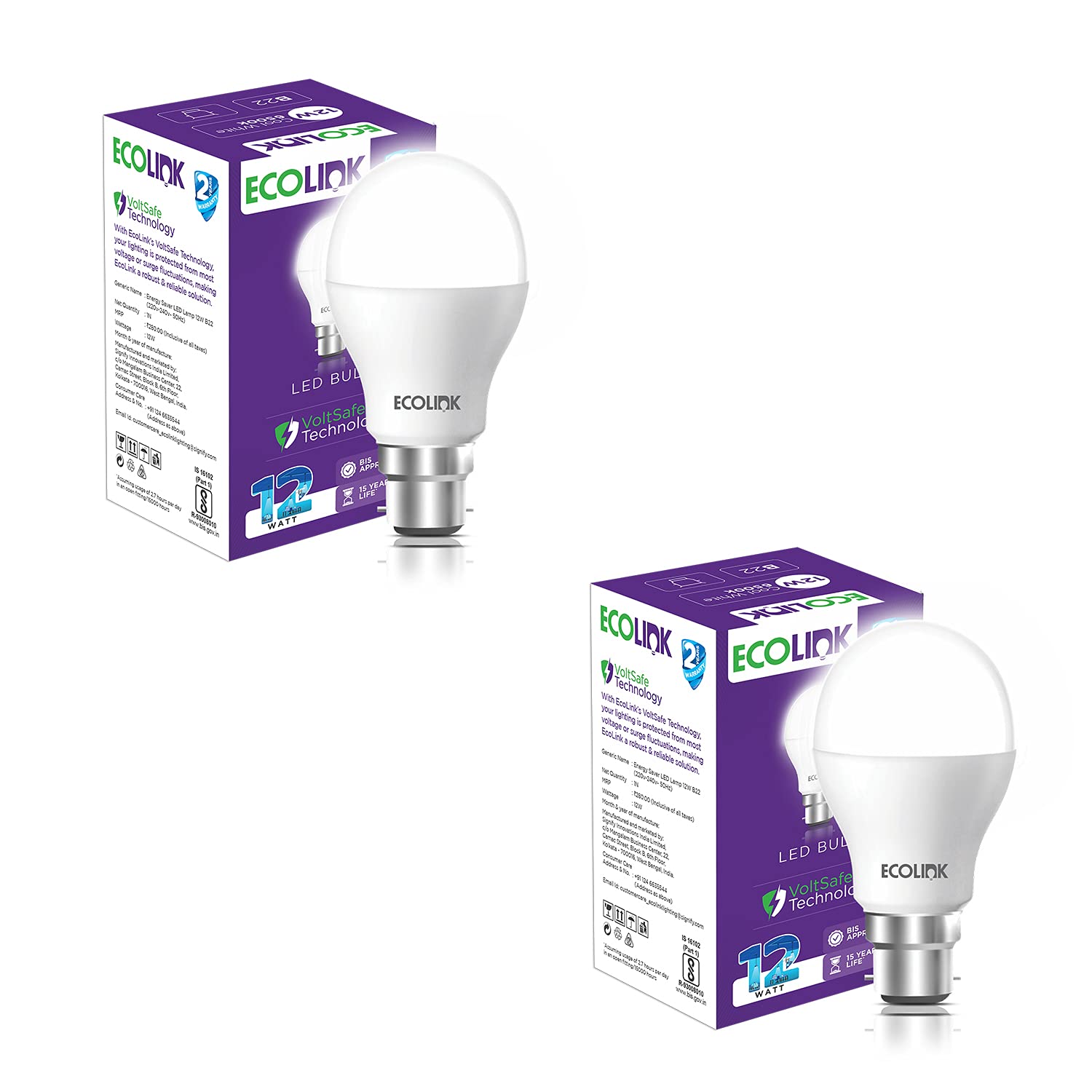Ecolink Emergency B22 LED Bulb White 12 W : 1 Unit