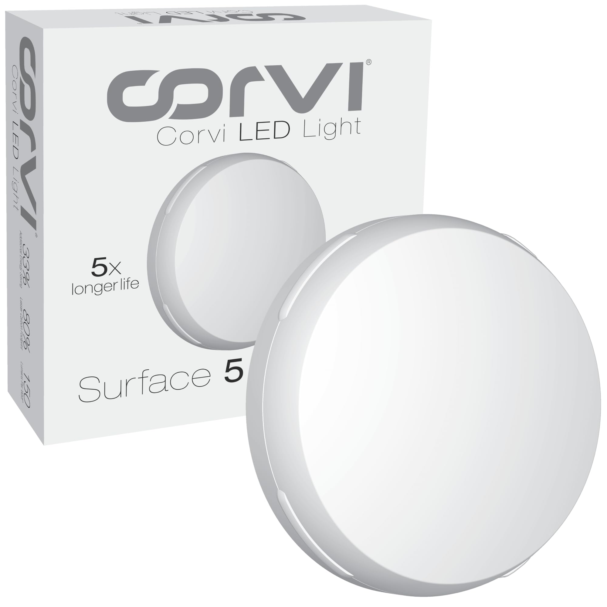 Corvi Led Light Surface 5 Round 12W (Slim Driverless Dimmable Full Glow) Easy White :