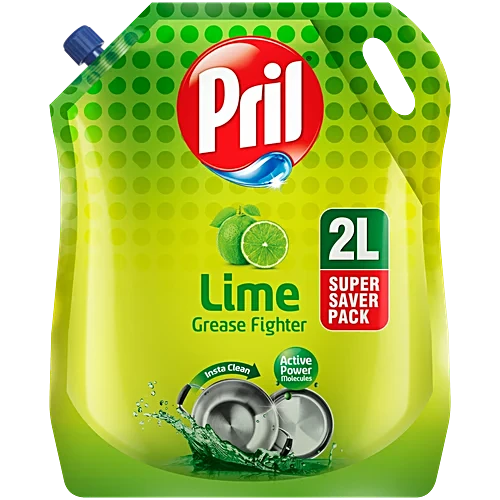 Pril Dishwash Liquid Gel - Lime Pouch, 2 L