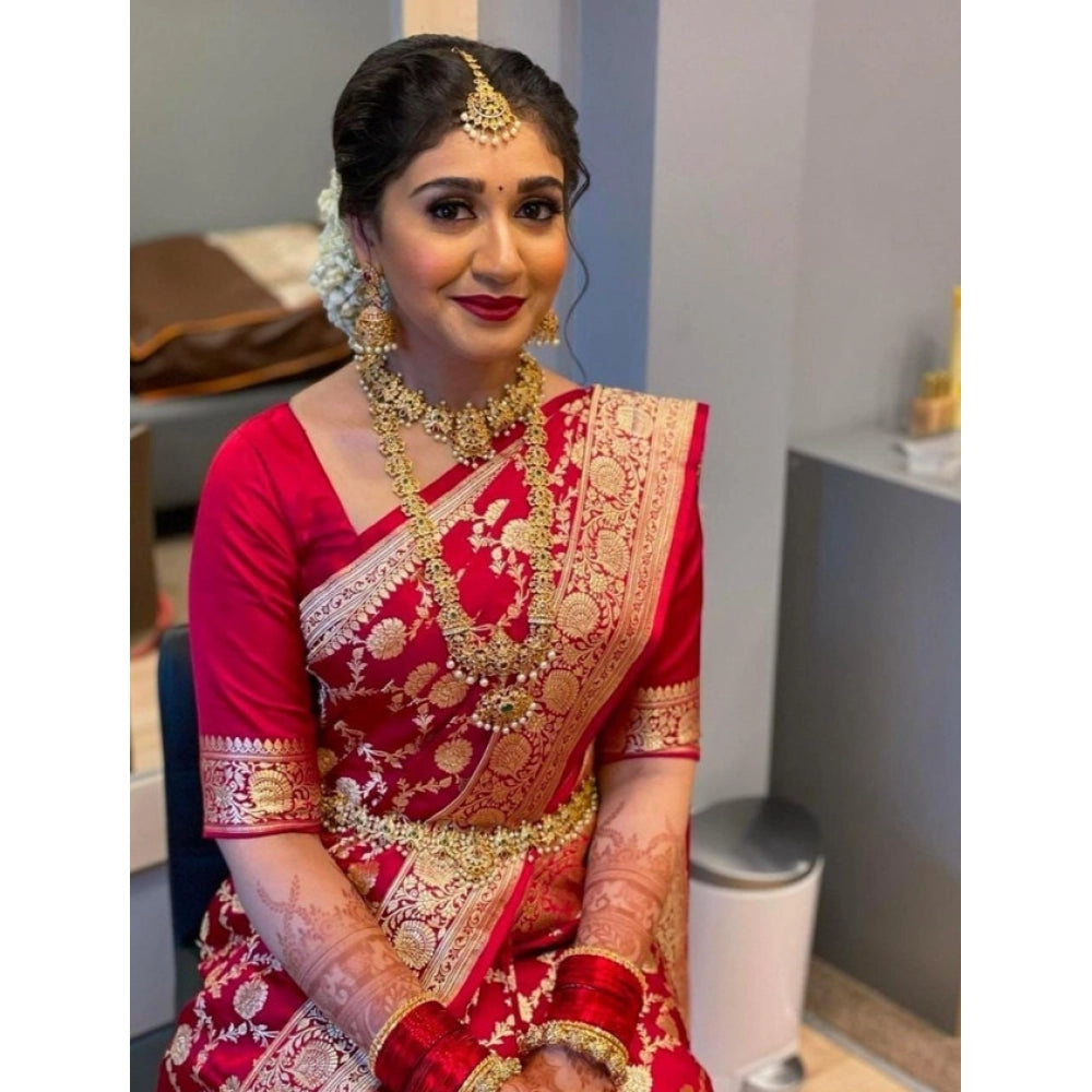 Litchi silk Printed Saree With Unstitched Blouse (Purple)