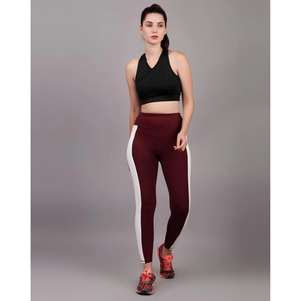 Polyester Solid Ankle length High Waisted Tights (Navy Blue)