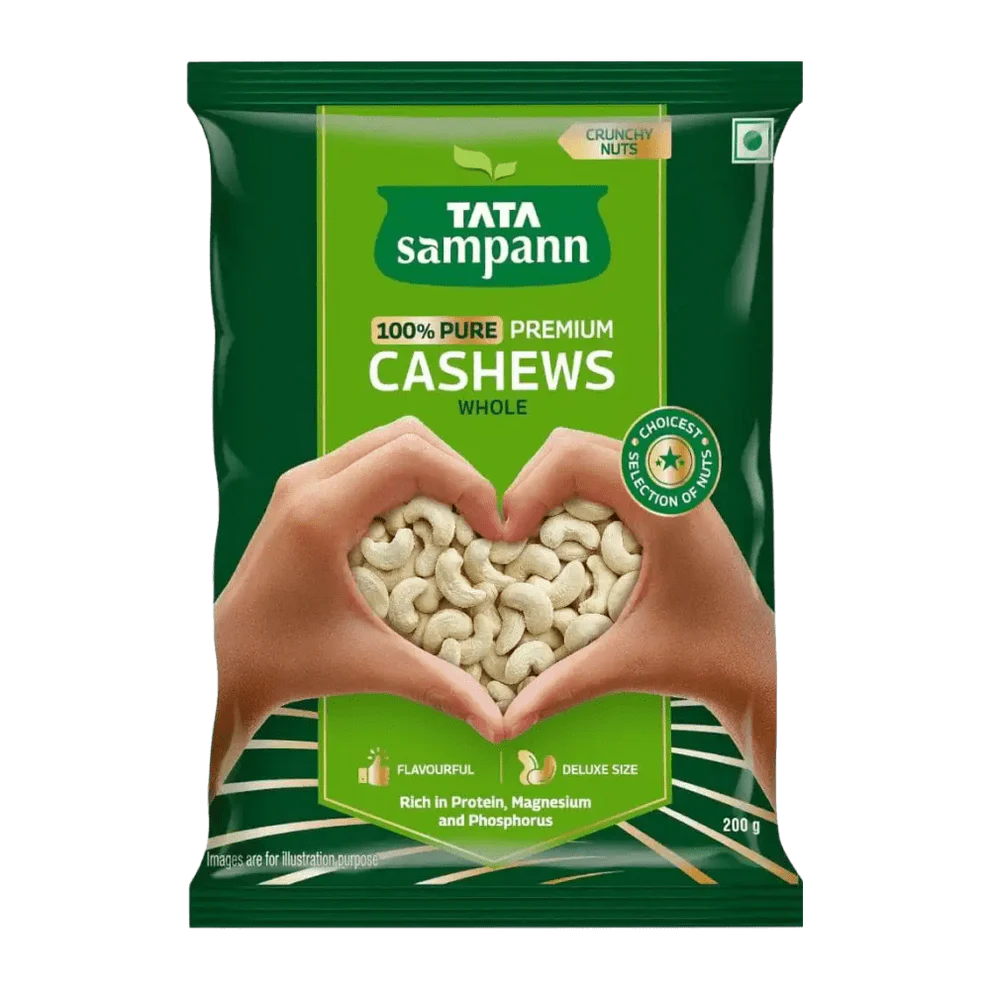 Tata Sampann Premium Cashews (Kaju) Whole: 200 g