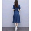 Casual Denim Half Sleeves Dress (Blue)
