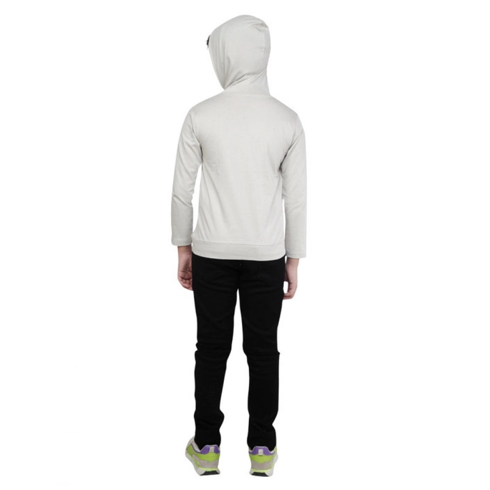 Boy's Cotton Printeded Hooded Neck Hoodies (Brown)