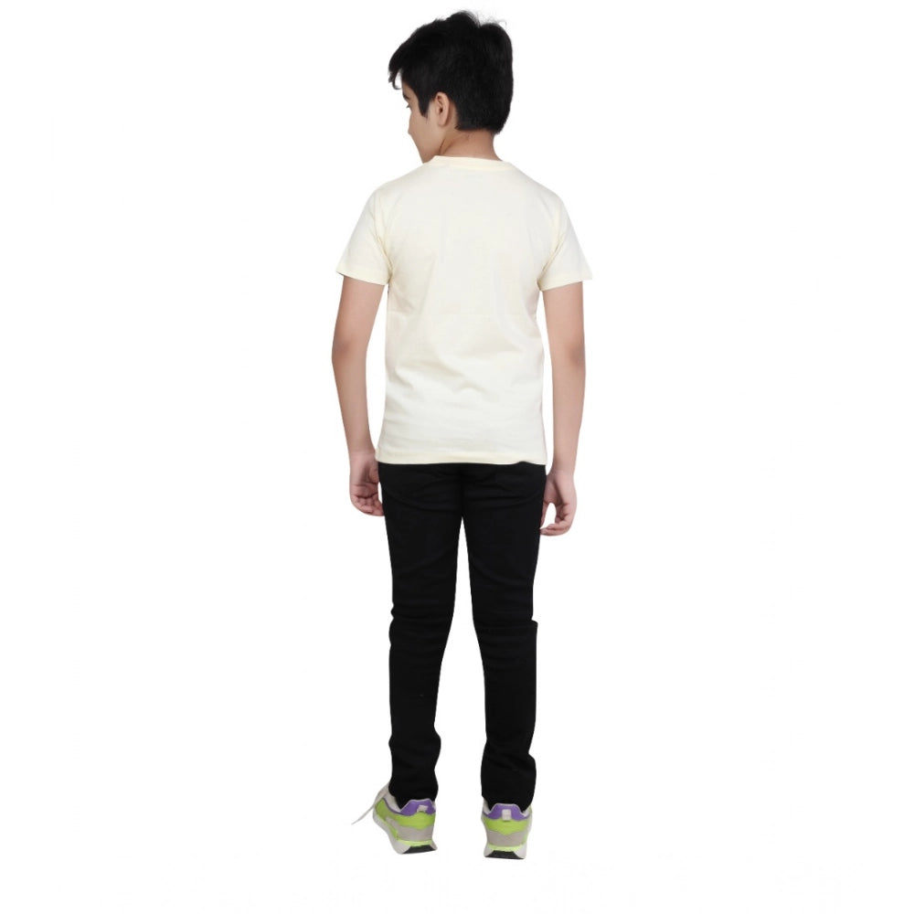 Boy's Cotton Grapic Printed Round Neck T-Shirt (Black)