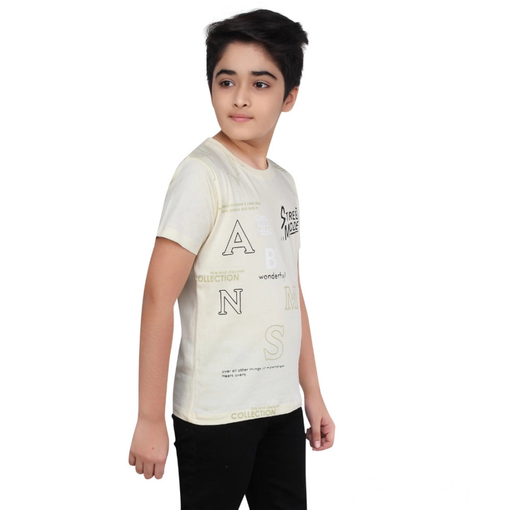 Boy's Cotton Grapic Printed Round Neck T-Shirt (Black)