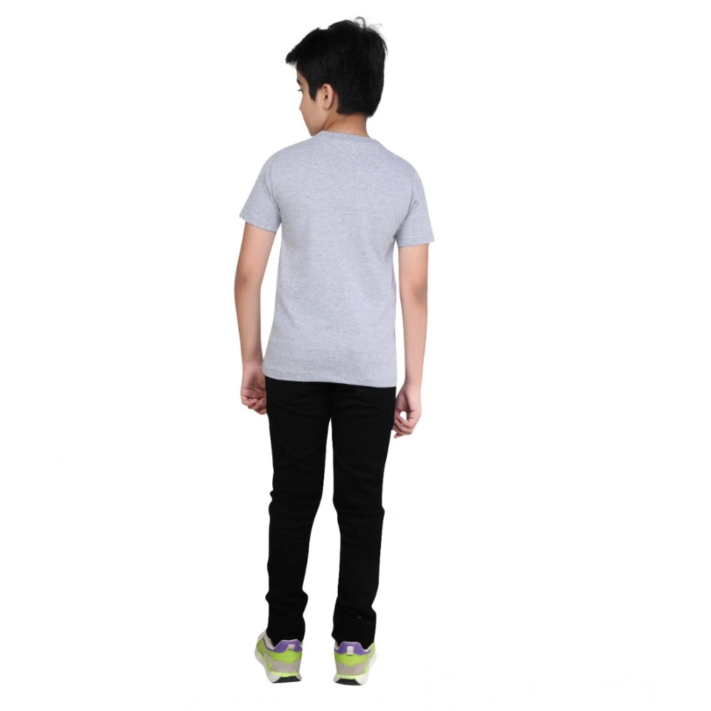 Boy's Cotton Grapic Printed Round Neck T-Shirt (Black)