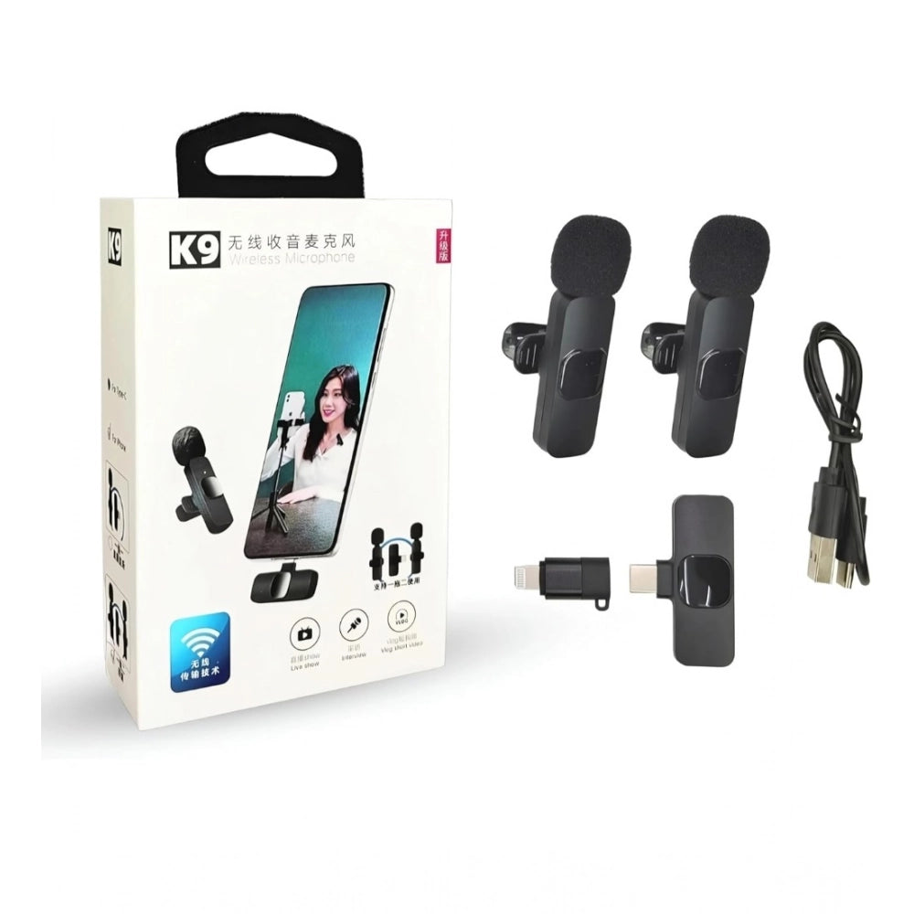 K9 Microphone, Digital Mini Portable Recording Clip Mic with Receiver