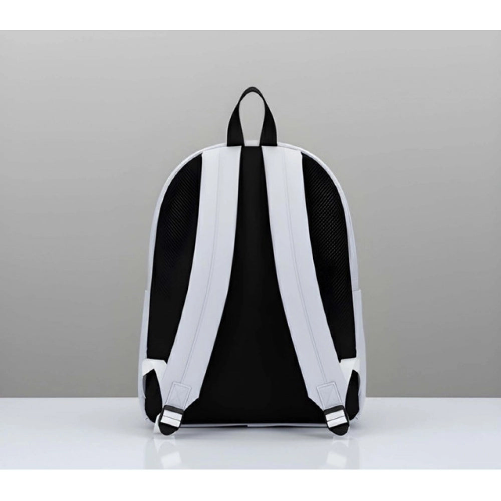 Unisex PU Leather Solid Medium Zipper Backpack (Grey)