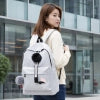 Unisex PU Leather Solid Medium Zipper Backpack (Grey)
