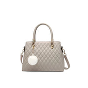 Women's PU Leather Solid Shoulder Zipper Handbag (Grey)