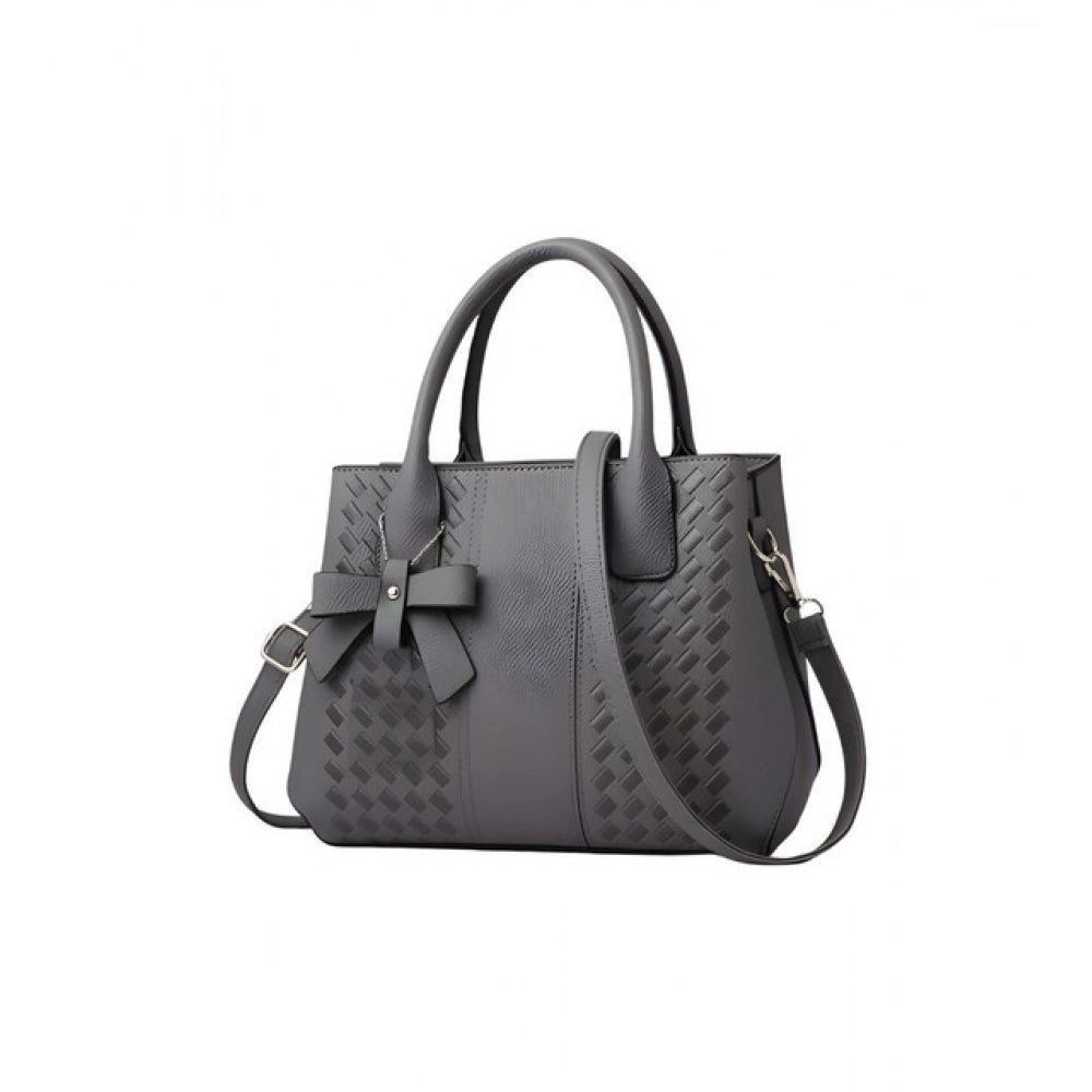 Women's PU Leather Solid Shoulder Zipper Handbag (Black)