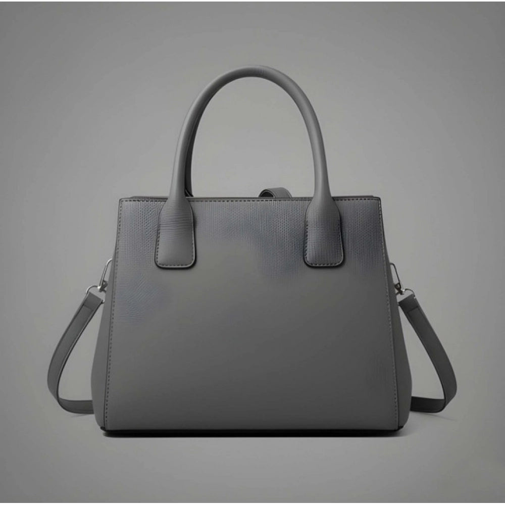 Women's PU Leather Solid Shoulder Zipper Handbag (Black)