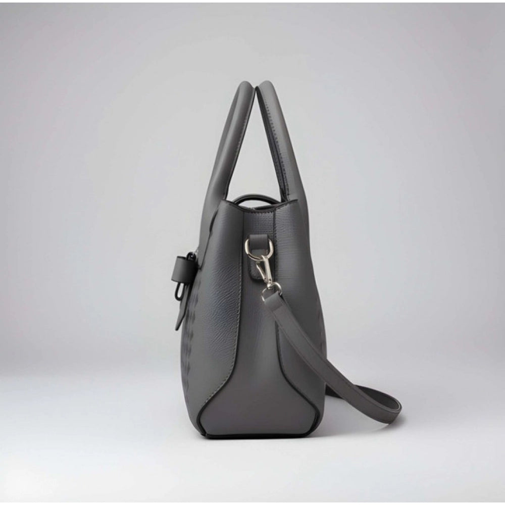 Women's PU Leather Solid Shoulder Zipper Handbag (Black)