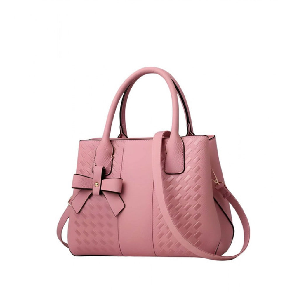 Women's PU Leather Solid Shoulder Zipper Handbag (Black)
