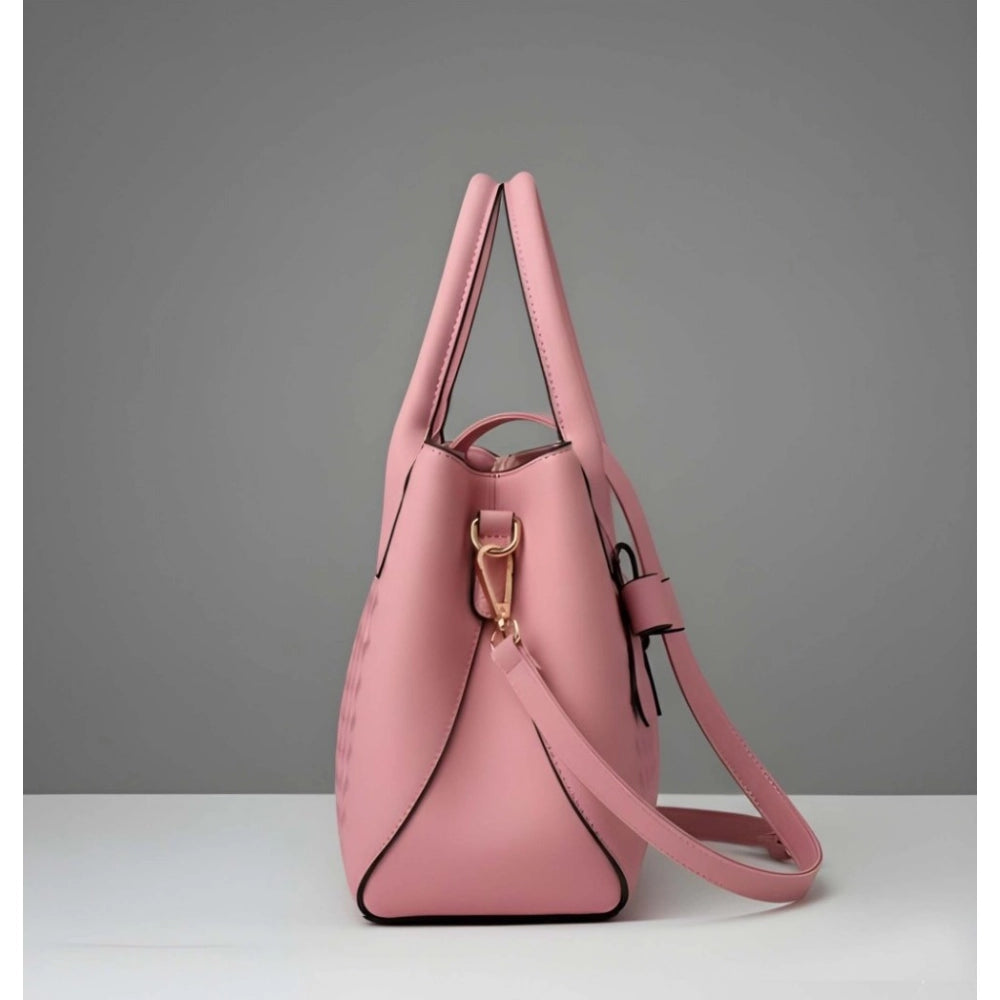 Women's PU Leather Solid Shoulder Zipper Handbag (Black)
