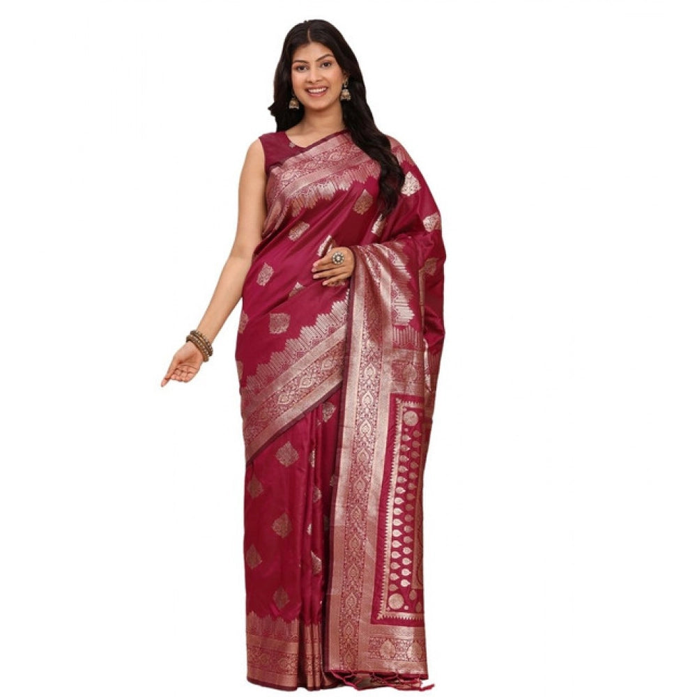 Silk Blend Printed Saree With Unstitched Blouse 5.5Mtr (Green)