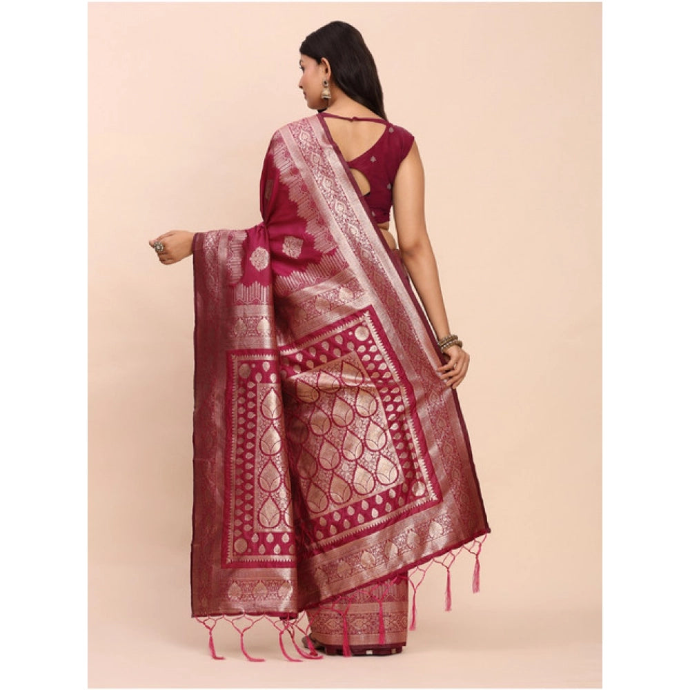 Silk Blend Printed Saree With Unstitched Blouse 5.5Mtr (Green)