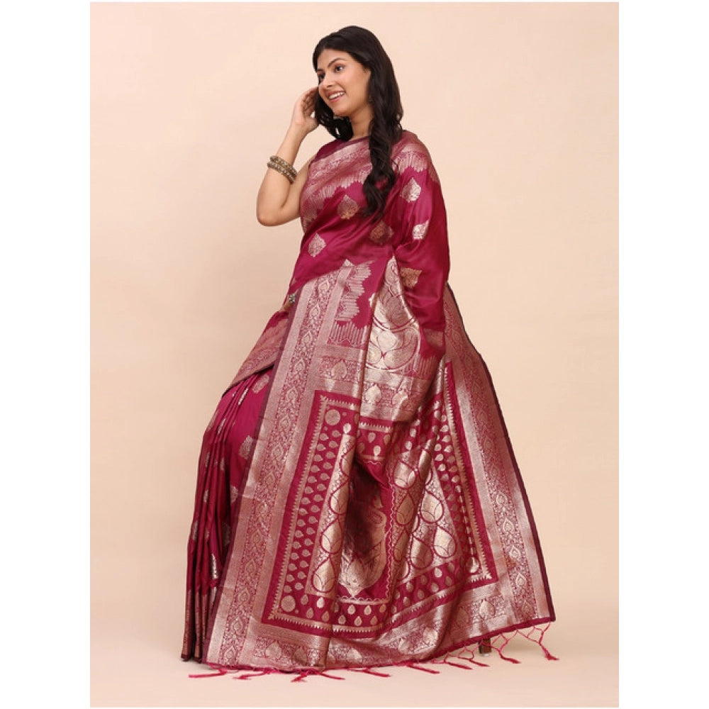 Silk Blend Printed Saree With Unstitched Blouse 5.5Mtr (Green)