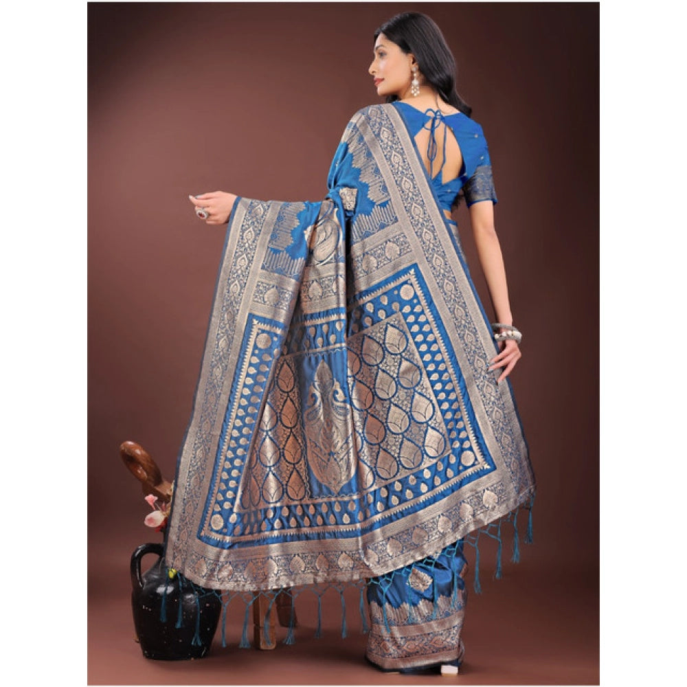 Silk Printed Saree With Unstitched Blouse 5.5Mtr (Magenta)